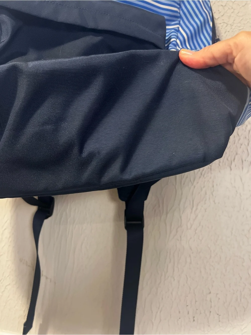 Vineyard Vines Whale Blue and White striped Backpack